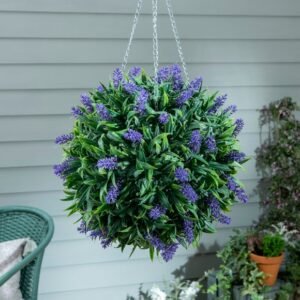 Artificial Topiary Ball Purple Flower 25cm image 1 of 2