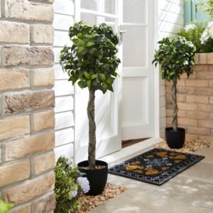 Set of 2 Artificial Bay Tree Plants in Black Pots image 1 of 2