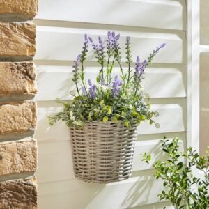 Artificial Lavender in Wall Mounted Planter image 1 of 5