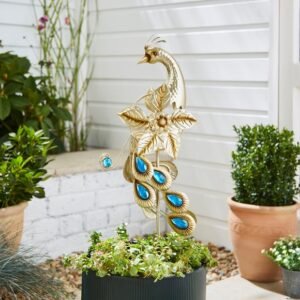 Peacock Iron Wind Spinner Stake image 1 of 3