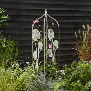 Lotus Plant Iron Obelisk Support Ornament image 1 of 3