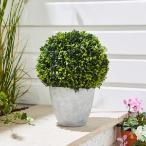 Artificial Round Topiary Tree in Grey Plant Pot image 1 of 2