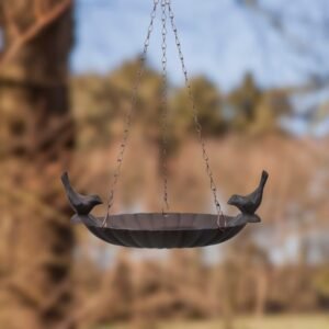 Fallen Fruits Hanging Cast Iron Bird Bath with 2 Birds image 1 of 2
